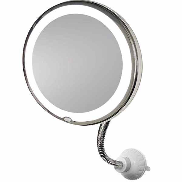 Збільшувальне дзеркало Flexible Mirror для ванної на присосці з Led підсвічуванням від батарейок на гнучкому кріпленні, хром