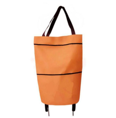 Універсальний складний портативний візок-сумка для покупок на коліщатках, помаранчевий