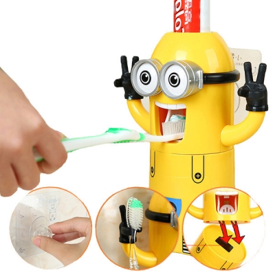 Дитячий диспенсер дозатор для зубних паст та іншого приладдя Міньйон, на дві зубні щітки