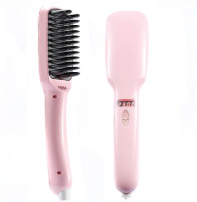 Випрямляч у вигляді гребінця для прямого волосся PTC Heating 2 in 1, рожевий