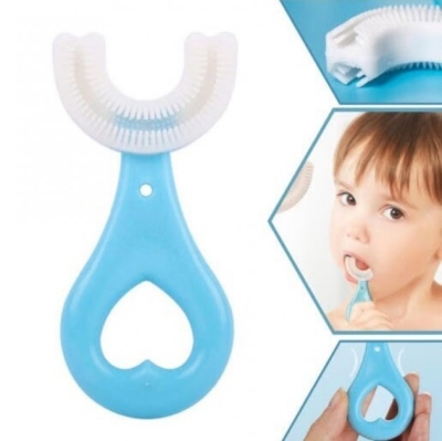 U-подібна зубна щітка для дітей блакитна