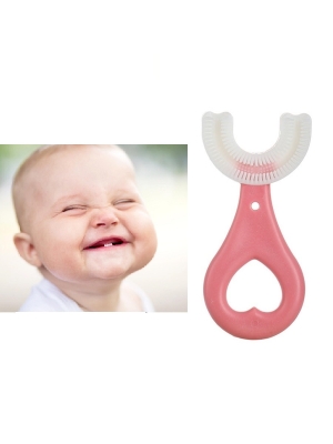 U-подібна зубна щітка для дітей рожева