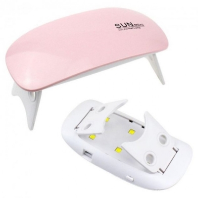 Лампа для сушіння гель лаків 6W LED UF SUN mini з таймером рожева (уцінка)