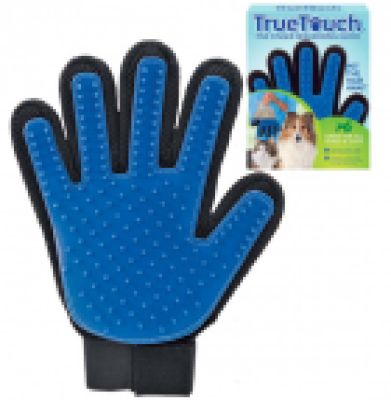 Універсальна рукавичка для вичісування вовни для котів та собак True Touch Чорно-синя на праву руку