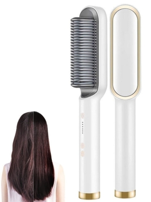 Гребінець випрямляч для волосся з турмаліновим покриттям Hair Straightener HQT-909B White (уцінка)