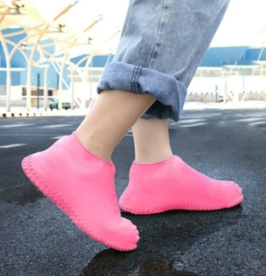 Водонепроникні силіконові бахили Waterproof Silicone Shoe Cover гумові чохли для взуття рожеві, S