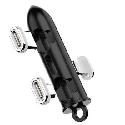 Органайзер холдер для магнітних конекторів бітів наконечників від магнітного зарядного для телефону з кріпленням на брелок, чорний
