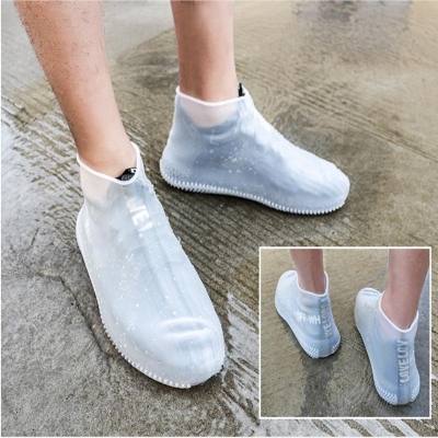 Водонепроникні силіконові бахили Waterproof Silicone Shoe Cover гумові чохли для взуття білі S