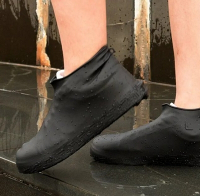 Водонепроникні силіконові бахили Waterproof Silicone Shoe Cover гумові чохли для взуття чорні L