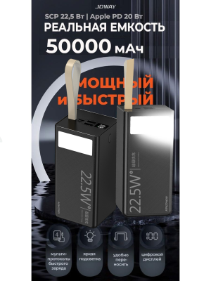 Павербанк Xinzhen Super Quick Charge ємністю 50000 mah 22.5W чорний для заряджання смартфона, ноутбука або планшета
