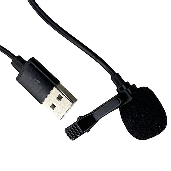 Петличний мікрофон для персонального комп`ютера або ноутбука з USB-роp`ємом, чорний + сумка