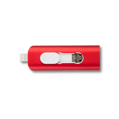 Флеш накопичувач для iPhone iPhone HighSpeed USB 3.0+micro Usb+lightning, червоний