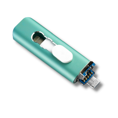 Флеш накопичувач для iPhone iPhone HighSpeed USB 3.0+micro Usb+lightning, бірюзовий